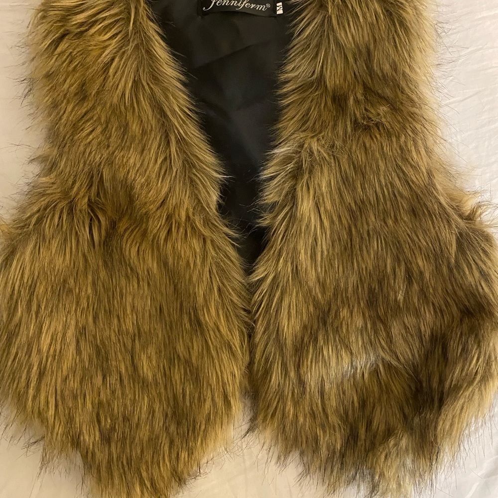 Faux Fur Vest in Brown